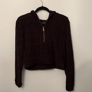 Urban Outfitters Fuzzy Quarter Zip Sweater with Hood